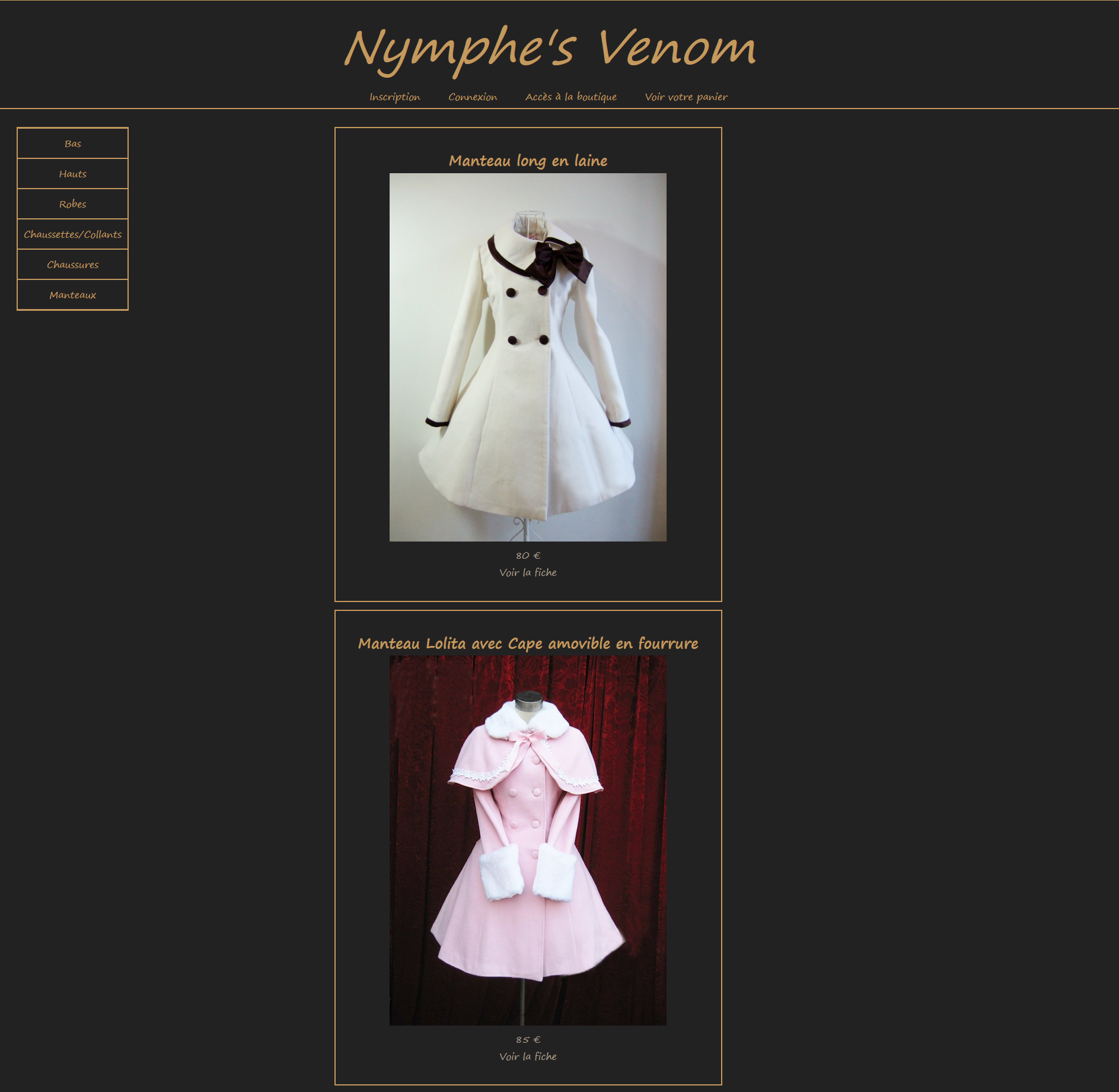 E-commerce Nymphe's Venom